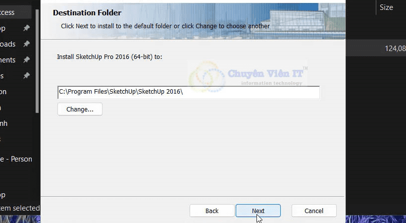 Tải Sketchup Full Crack Key bản quyền Vĩnh viễn Fix mọi lỗi Cài đặt chi tiết % Nhấn Next.