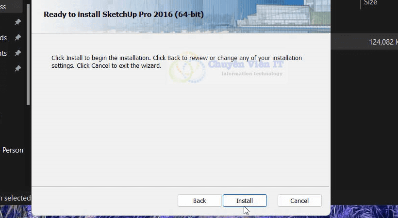 Tải Sketchup Full Crack Key bản quyền Vĩnh viễn Fix mọi lỗi Cài đặt chi tiết % Nhấn Install để cài đặt Sketchup 2016.
