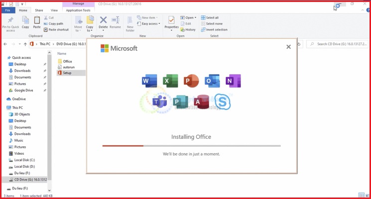 Download Office Full Crack Key bản quyền Vĩnh viễn Fix mọi lỗi Cài đặt chi tiết % Đợi khoảng 5-10 phút tới khi cài đặt kết thúc