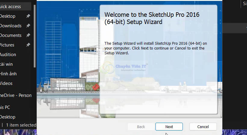 Tải Sketchup Full Crack Key bản quyền Vĩnh viễn Fix mọi lỗi Cài đặt chi tiết % Nhấn next