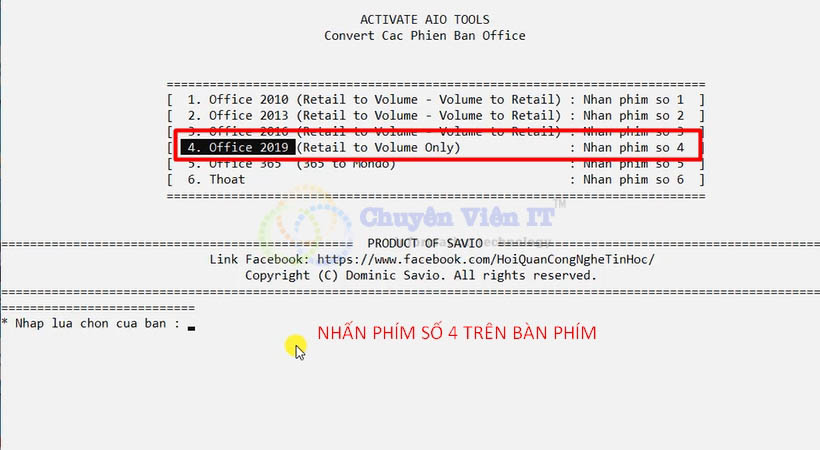 Download Office Full Crack Key bản quyền Vĩnh viễn Fix mọi lỗi Cài đặt chi tiết % Nhấn phím số 4