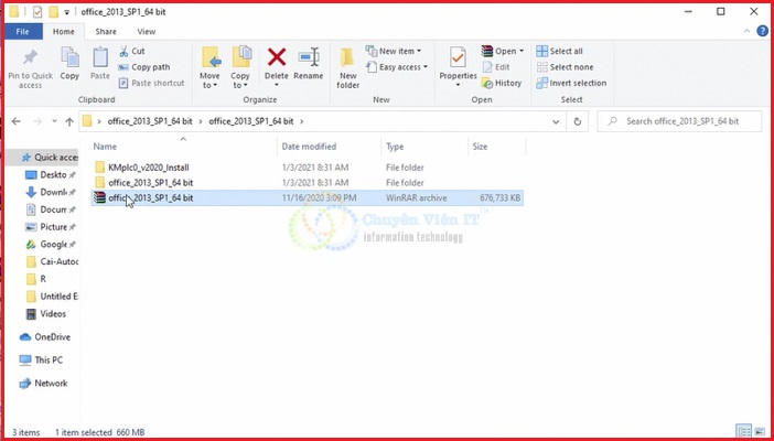 Giải nén file Winrar phần mềm Office 2013