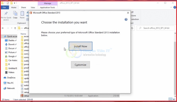 Ấn chon Istall Now