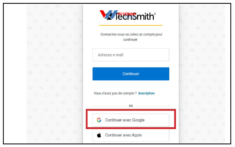dang nhap camtasia qua tai khoan google