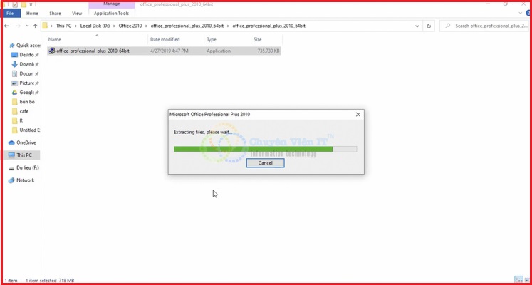 Đợi quá trình giải nén hoàn tất