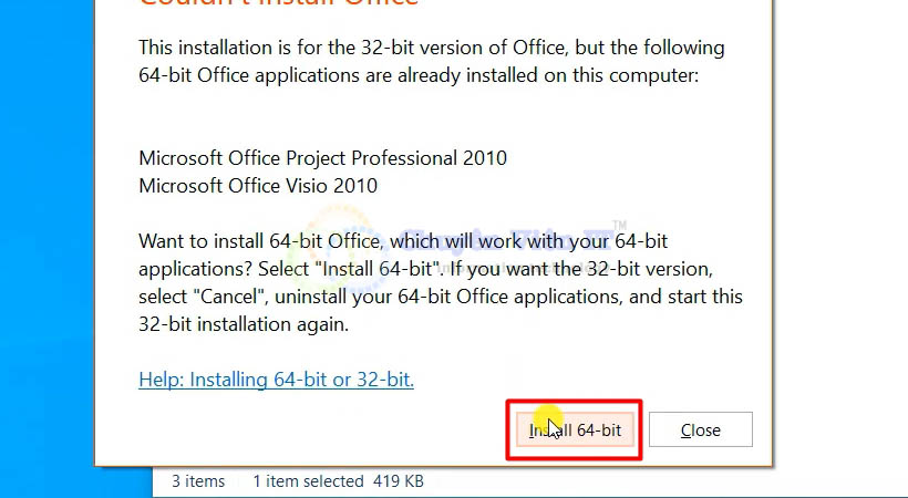 Chọn Install 64 Bit